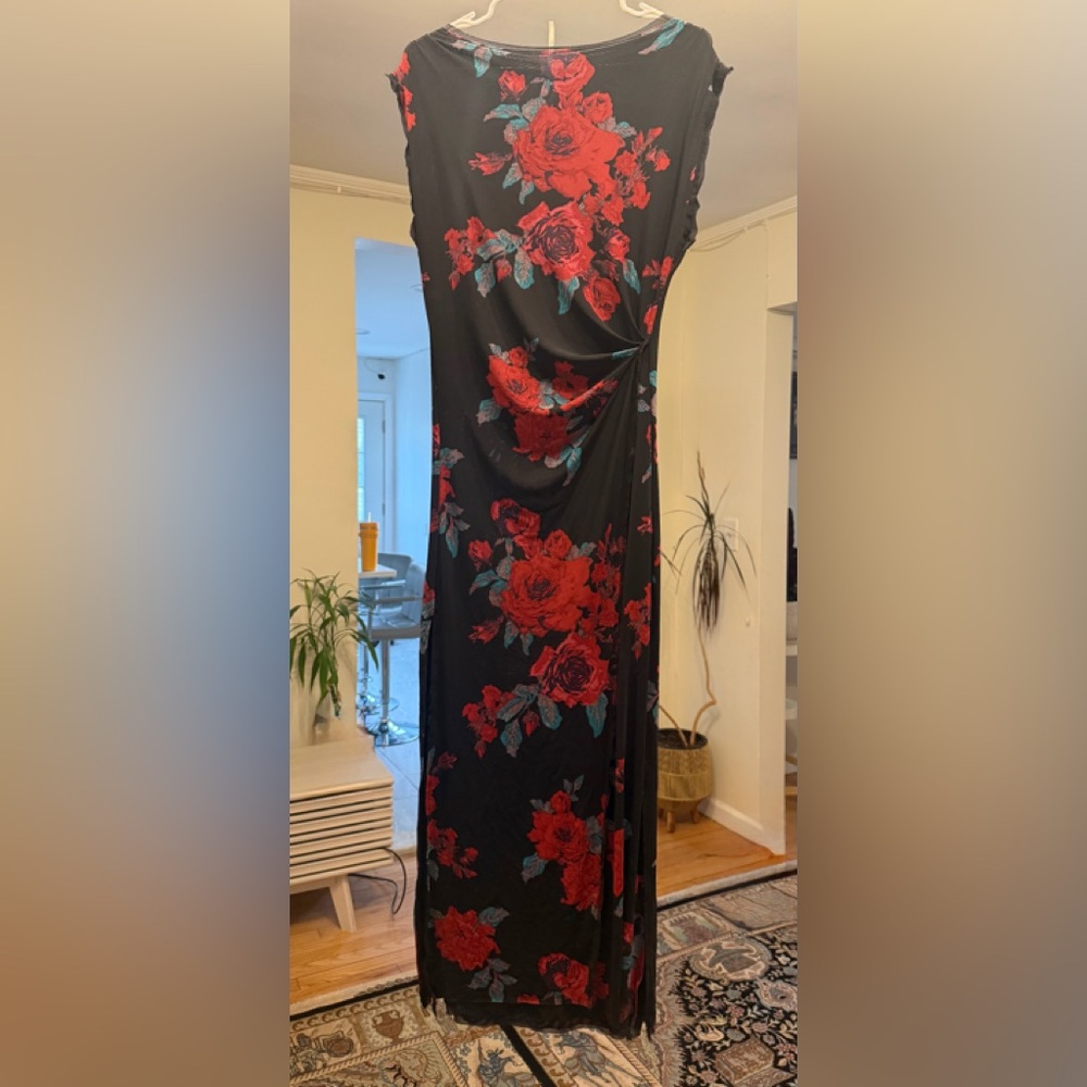 Free People Black Sheer Floral Dress with Pink & Teal Accents - Picture 2 of 7